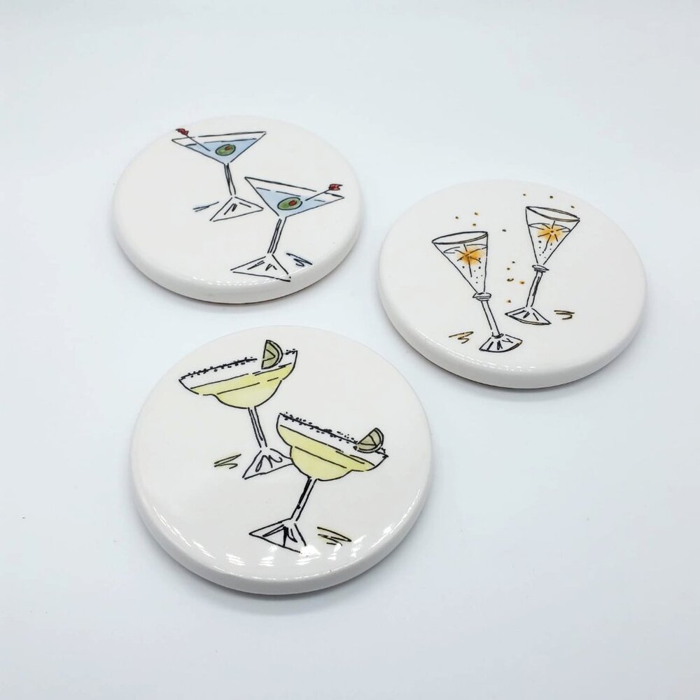 3pc Studio Nova Cocktail Time Ceramic Coasters